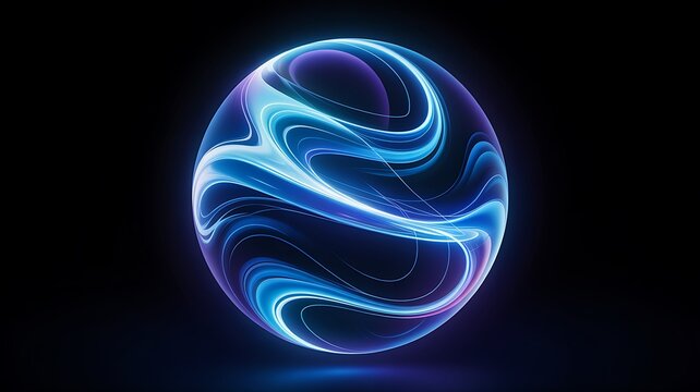 Vibrant iridescent sphere with swirling neon colors - Powered by Adobe