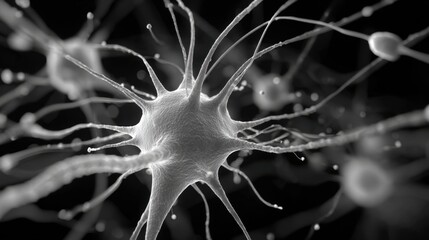 Microscopic nerve cell and connections in motion