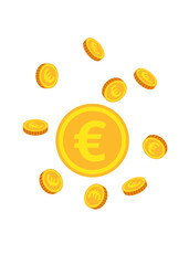 flying gold euro coins stock illustration