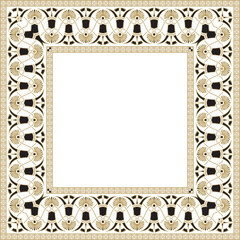 Vector gold and black classic Greek square ornament. Rectangle of Ancient Greece and Roman Empire. Byzantine painting of walls, floors and ceilings. Decoration of European palaces.