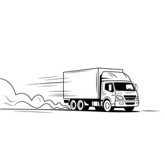 Sketch of a delivery truck in motion with motion blur effect