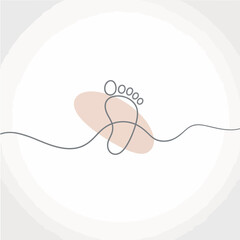 Minimalist single line drawing of a human footprint with abstract shape