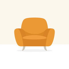 Comfortable modern armchair in a warm orange color