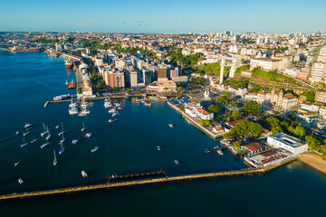 Obraz premium Aerial View of Salvador City Coast Along the All Saints Bay