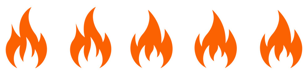 minimal flame fire icon set