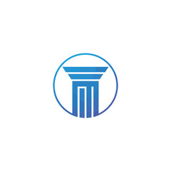 Blue ionic column inside a circle symbolizing law and justice