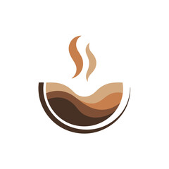 Abstract coffee cup with steam and earthy tones