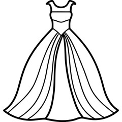 Gown line art vector