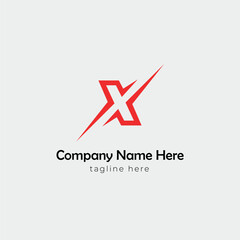 Creative Company Logo Design Template Initial Letter X with Slash Speed ​​Concept Modern Red Color Isolated On White Background Vector Branding Identity