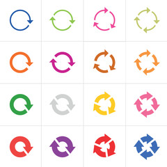 Refresh Arrows Vector Illustration Isolated on Transparent Background Showing Cycle Signs Repeat Symbols Reload Icons Loop Arrows Circular Rotation Different Color Variations