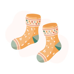 Cozy orange patterned socks for winter or autumn comfort