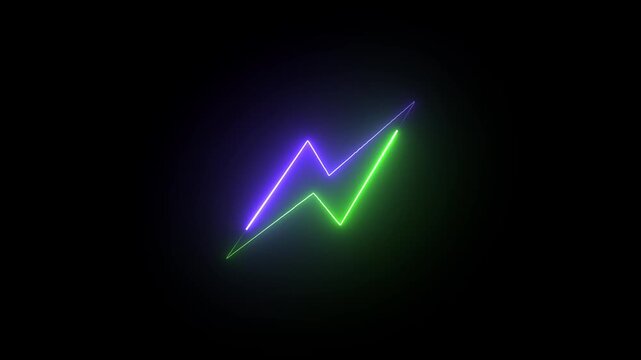 Abstract neon battery charging icon . neon lightning bolt, glowing sign.
