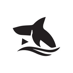 Minimalist shark logo on white background
