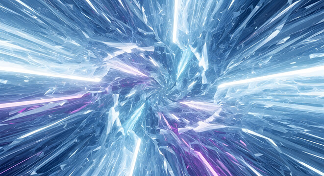 Ice Tunnel Hypnotic Spiral of Frozen Light and Crystal Shards - Powered by Adobe