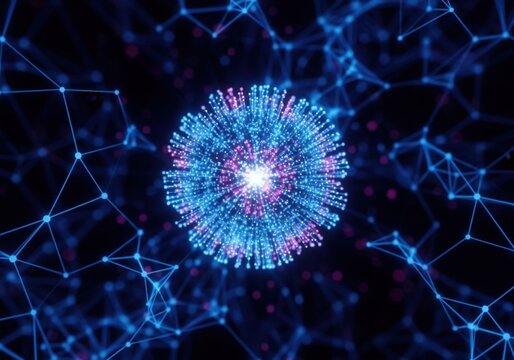 Neural network data sphere concept with glowing connections visual