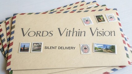 Stacked Envelopes with Stamps Conveying Silent Postal Delivery