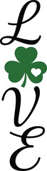 Love Vertical Text with Shamrock Heart
