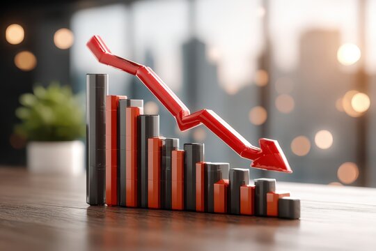 Bar chart illustrating a significant market decline and financial loss in business.