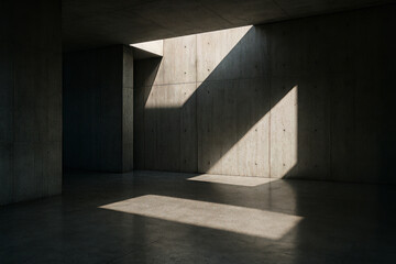 Minimalist Architectural Space Featuring Concrete Walls and Dramatic Light