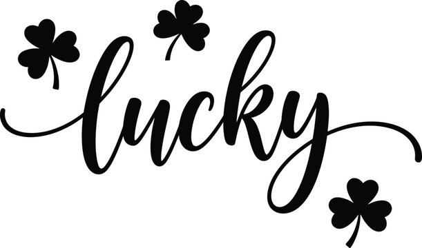 Lucky Script with Shamrocks Vector