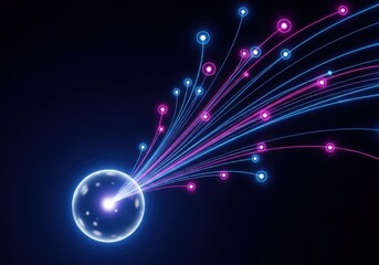 Abstract glowing orb with vibrant light streams depicting connectivity