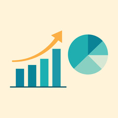 Business growth chart and analytics pie graph vector