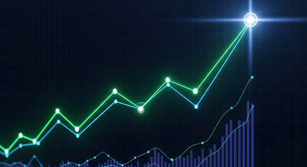 Positive Trends and Growth Graph Chart with Rising Lines and Bars