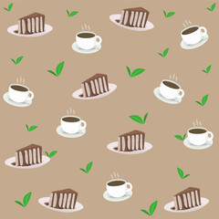 pattern with hot chocolate  and chocolate crepe cake cake 