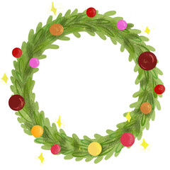 Festive Christmas wreath adorned with ornaments and twinkling accents, perfect for holiday decor
