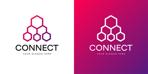 Connect Logo Design Template Elements. Modern logotype design, connect hexagon, business icon