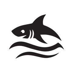 Minimalist shark logo on white background