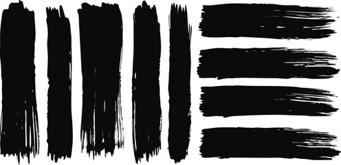 Rough black grunge paint strokes collection for artistic designs