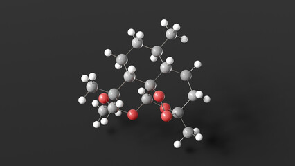 artemether molecule 3d, molecular structure, ball and stick model, structural chemical formula antimalarial agent