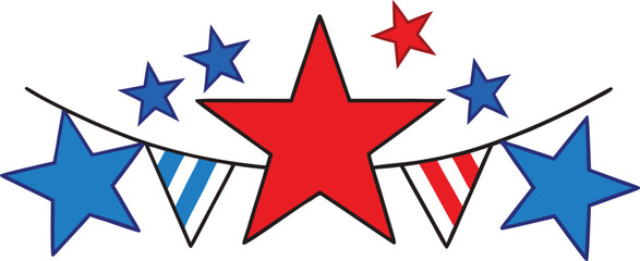 Patriotic star and bunting decoration for national celebrations