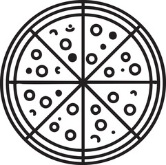 Pizza vector icon - black and white pizza slice illustration eps silhouette