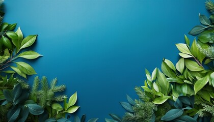 emerald foliage borders vivid azure backdrop evoking natural serenity fresh clean