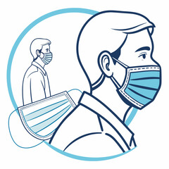 Illustration of people wearing face masks to prevent the spread of viruses