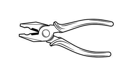 Vector of universal pliers, detailed line art but minimalistic, isolated, smooth outlines, no fill, modern tool illustration