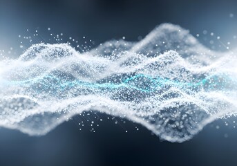 Abstract digital waveform of glowing particles and light