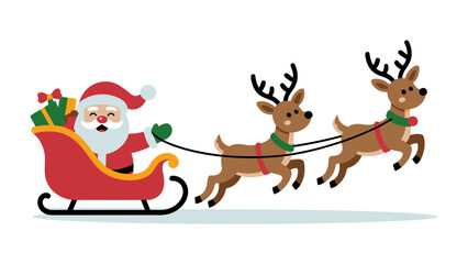 Holiday Sleigh Ride: A cheerful figure steers a festive sleigh, pulled by reindeer, laden with gifts, embarking on a Christmas adventure, filled with joy and anticipation.