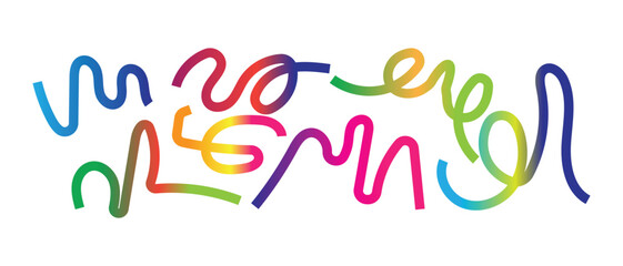 Colorful Abstract Curved Line Pattern on White Background