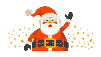 Santa's Festive Greeting: A jovial illustration of Santa Claus, radiates holiday cheer, his iconic outfit and warm smile. He waves cheerfully to convey Christmas wishes.