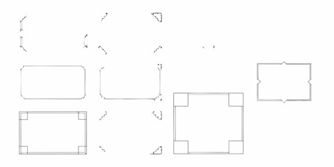 Collection of decorative line art borders and corners for graphic design projects