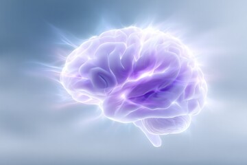 Fototapeta premium Brain's Brilliance: An illuminated, ethereal rendition of the brain, radiating with energy, symbolizing intellect, thought, and cognitive function.