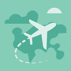 Airplane travel route map – tourism and flight icon