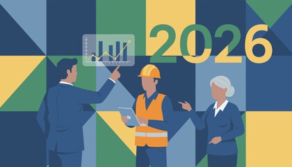 Professional team analyzing future growth strategy metrics for the year 2026