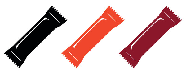 Delicious candy bar wrappers in black, orange, and red bring sweet cravings and vibrant marketing possibilities for your brand.