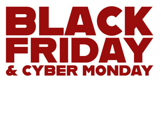 Red white black friday and cyber monday sale text design element