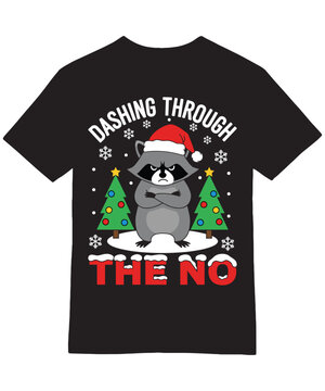 Grumpy Raccoon Dashing Through the No T-Shirt