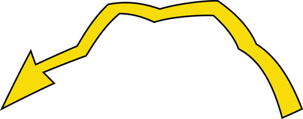 Thick, vivid yellow 3D arrow pointing downward—perfect for scroll, download, or call-to-action cues in scalable vector format. Ideal for highlighting important content below.